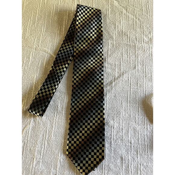 COLOURS by ALEXANDER JULIAN Neck Tie black beige diamond Pattern - Picture 1 of 5